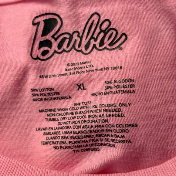 Barbie Pink Oversized T-Shirt XL Logo Graphic Tee Cotton Blend Retro Look Casual - Picture 8 of 10